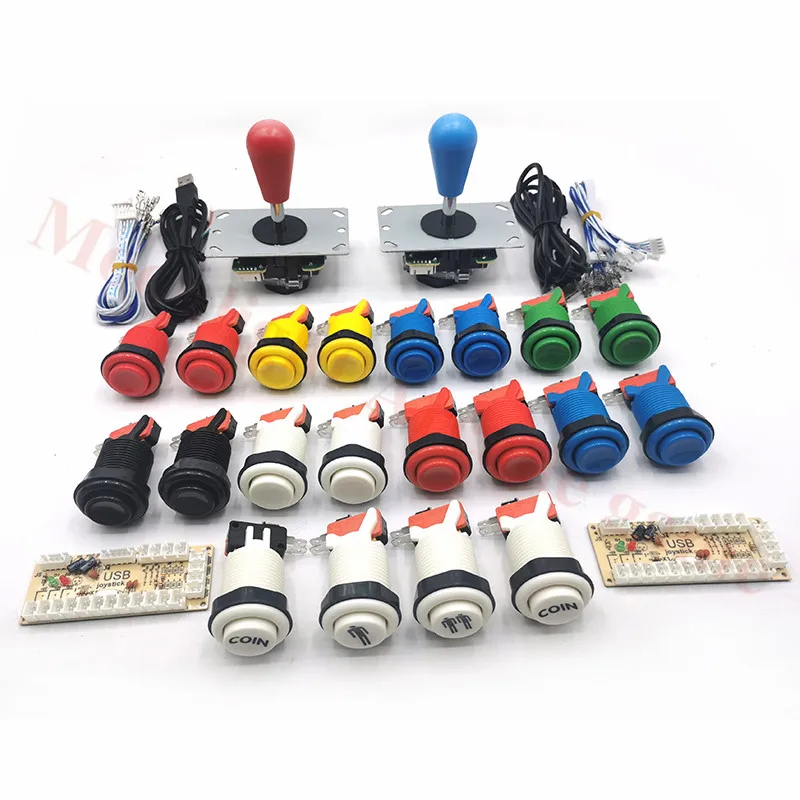 2 Player Kit Arcade Zero oneskorenia Arcade USB Encoder do PC Rasberry Pi s gombíkom a joystickom pre Arcade Cabinet