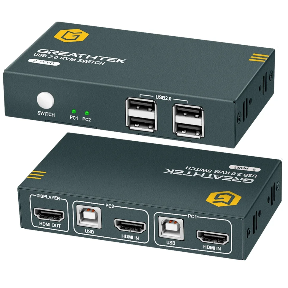 2 port KVM prepínač s 4K@30 Hz USB 2.0 2 Počítače 1 Monitor KVM prepínač Plug and Play