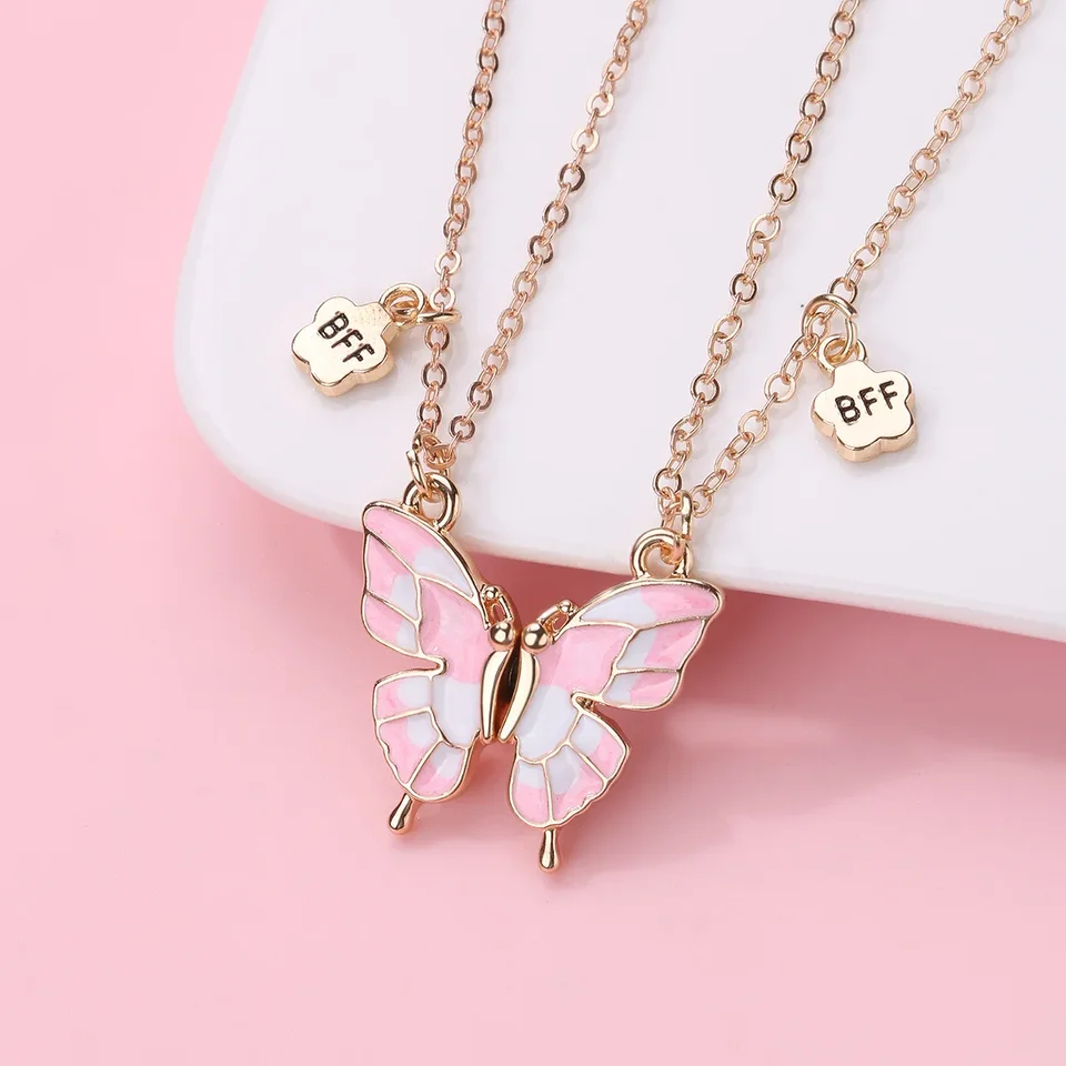 2 počítače Horúce predávajúce motýľový náhrdelník módna móda BFF priateľ náhrdelník sada vynikajúca zliatina magnet náhrdelník šperky personalizovaný darček