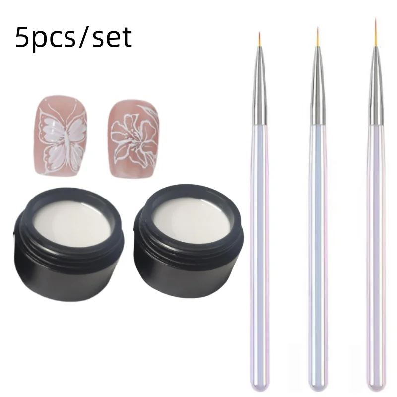 2 počítače maľba gél 3 PCS na nechtových kefkách na nechty UV GEL 5 ml bieleho čierneho maľovania nechtov gél