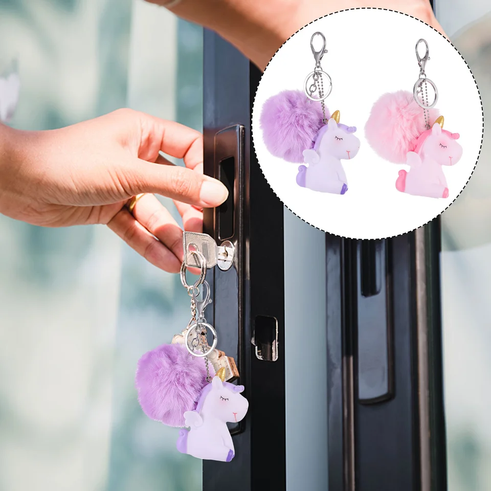 2 počítače Peňaženka Kľúčový reťazec jednorožca Keychain Karikatúra Prívesky Dream Pompoms Charms plyšové nové reťazce
