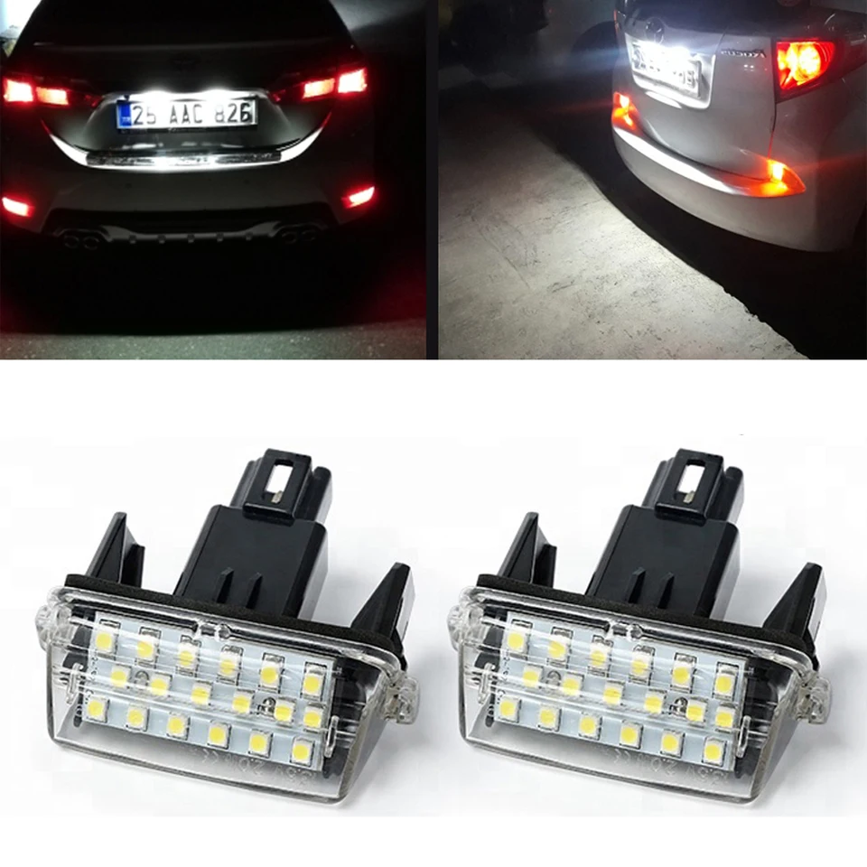2 počítače pre Toyota Camry Yaris Vitz Avensis Sai Noah Voxy Esquire Prius C Corolla Fielder LED Číslo vozidla LISTICKÁ SVETLO LAMP