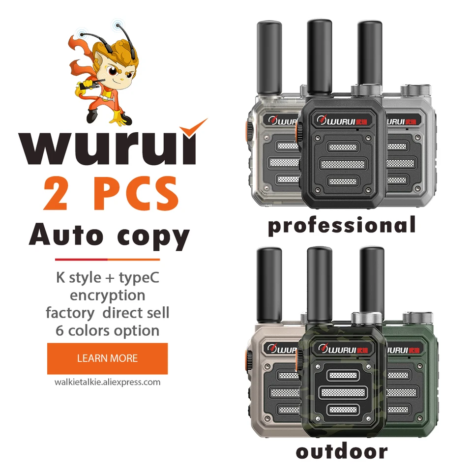 2 počítače Wurui G63 Radiaky Walkie Talkie Taly Walky Scanner Mini obojsmerné rádio Ham Communication Professional Amateur Ptt UHF Hunt