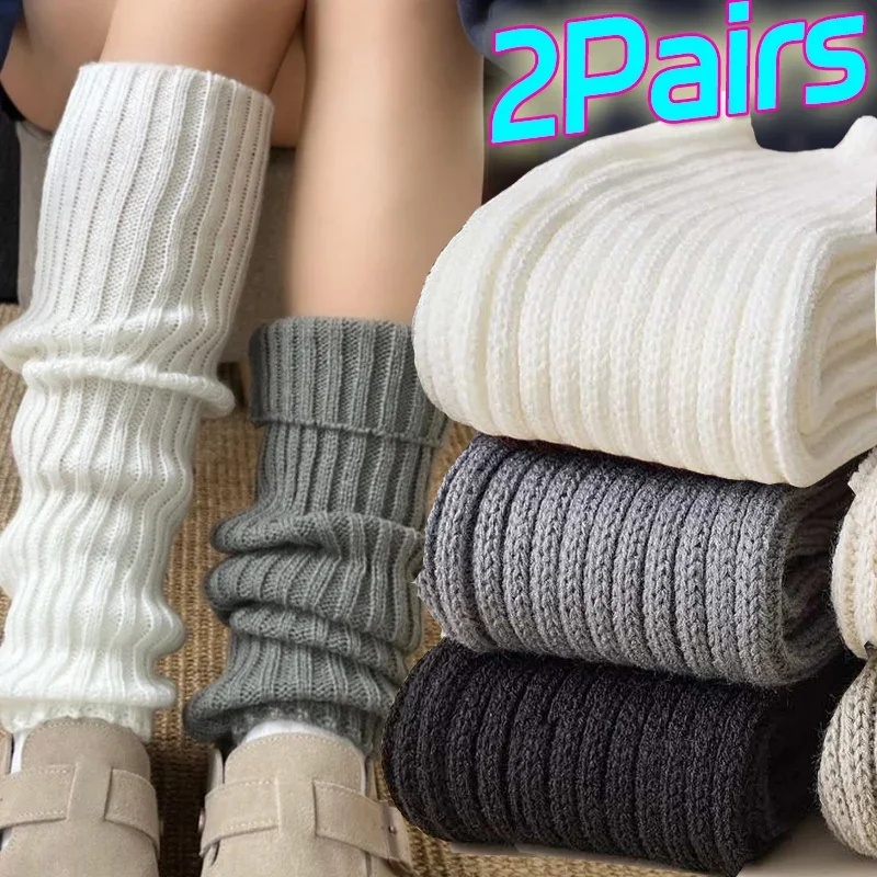 2 páry Lolita Ohrievače nôh 40/50/70 cm Ženské ponožky pletené teplé nohy kryt biely čierny teplejší jesenné zimné topánky Pančuchy