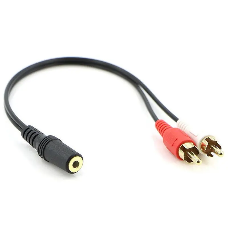 2 RCA Muž do ženy 3,5 mm Jack Aux Stereofónny zvukový kábel