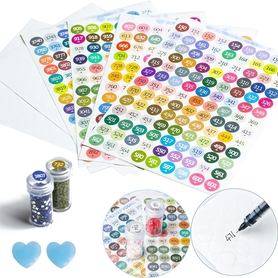 2 Set Diamond Painting Color Number Stickers, 447 DMC štítky pre Diamond Painting Accessories & Storage Box
