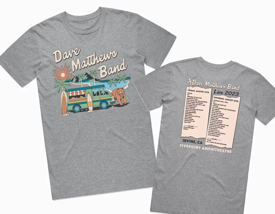 2 strany Dave Matthews Band Live 2023 Sport Sport Grey Unisex S-2345XL NE2325