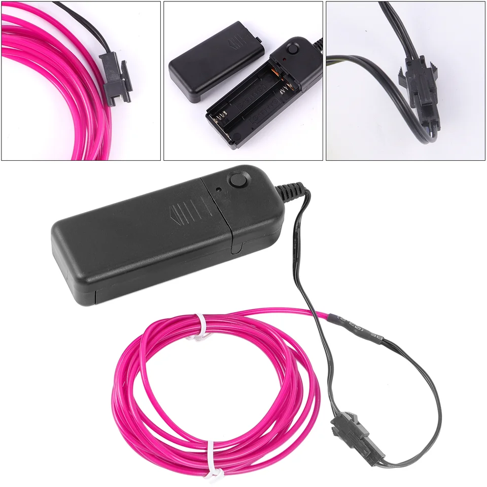 2 Svetlá čiara žiariace strobné svetlá Flexibilný kábel elektroluminiscenčný