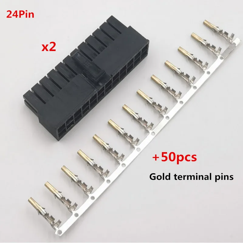 2 súpravy 5557 24 PIN 4,2 mm 20 + 4pin ženy ATX EPS CPU Power Connector PSU Čierna biela
