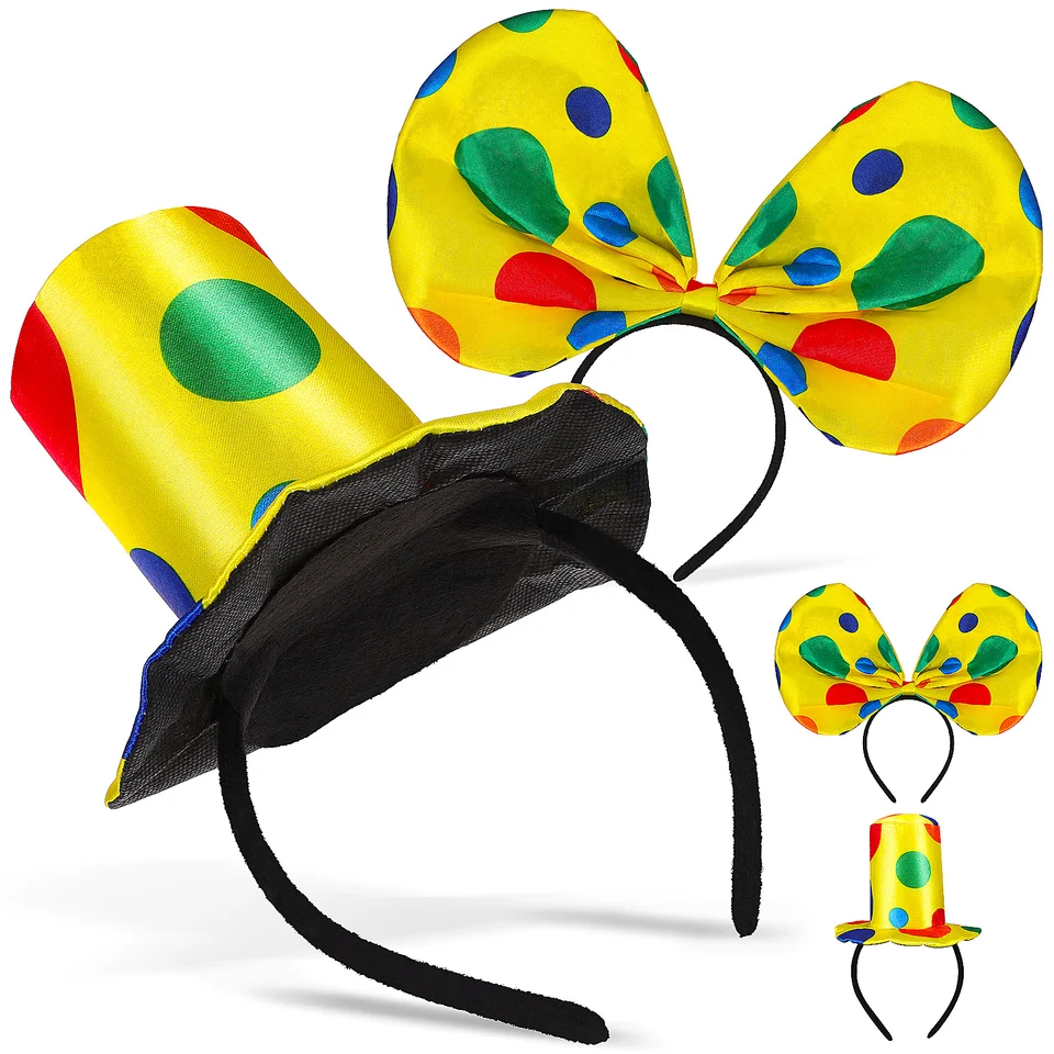 2 súpravy make -up čelenka klaun klobúky Bow Party Hats Halloween Ress Supplies Kostým dieťa