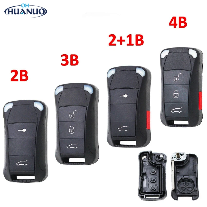 2 tlačidlo 3B 3+1/4 Skladanie Flip Flip Diaľkové vozidlo s obalom shell shellu FOB FOR-Porsche CAYENNE 2004 2005 2006 2007 2008 2009 2009 2011