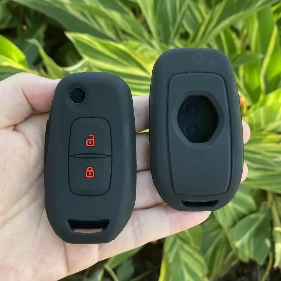 2 Tlačidlá Silikónový automobil Kľúčový kryt pre Renault Duster 2016 2017 Logan Clio Koleos Captur Flip Key Chain Auto Protect Skin Set Sada