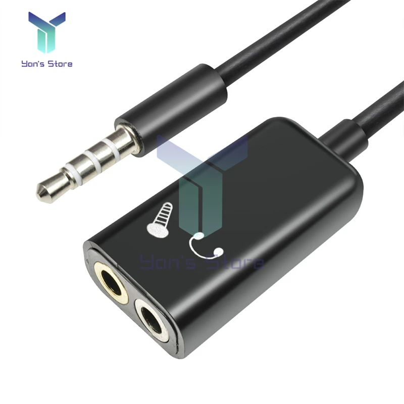 2 v 1 3,5 mm oddeľovača Adaptér Splitter Stereo Audio kábel konektor samec k slúchadlom pre slúchadlá + mikrofónový mikrofón pre PC