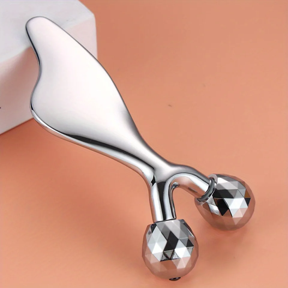 2 v 1 3D Massager a Gua Sha Massage Tool Studený valček pre oči očí brada Výťah na utiahnutie pokožky Nástroj Sculpting Beauty Tools