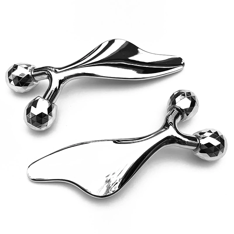 2 v 1 3D Massager a Gua Sha Massage Tool Studený valček pre oči očí brada Výťah na utiahnutie pokožky Nástroj Sculpting Beauty Tools
