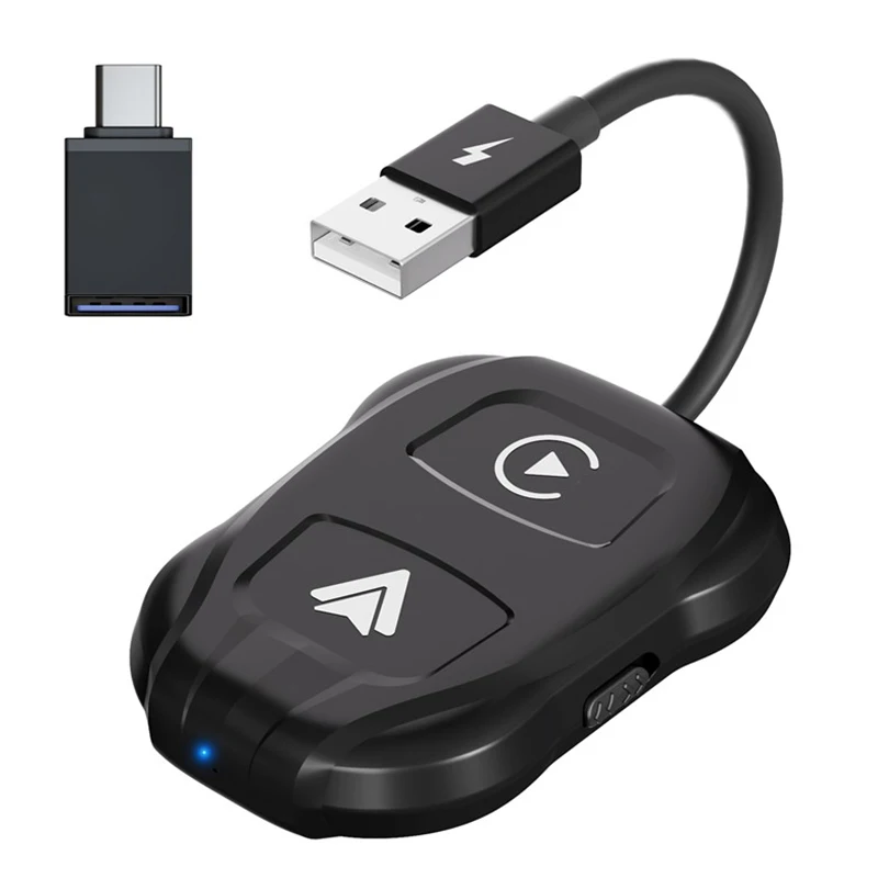 2 v 1 bezdrôtový adaptér CarPlay pre Android 11+/iPhone 12+ Plug and Play Converts Wired CarPlay na adaptér automobilu USB/USB-C