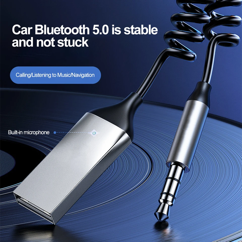 2 v 1 bezdrôtový vysielač Bluetooth 5.0 Prijímač USB na 3,5 mm Jack Car Music Audio Aux Car Bluetooth Adapter Handfree Kit