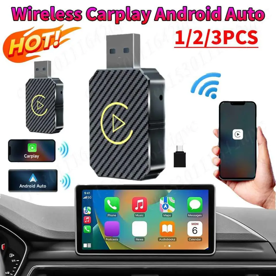 2 v 1 CarPlay AI Box Wireless CarPlay Android Automid Adapter Plug & Play USB Car Dongle BT pre OEM Wired CarPlay/Andriod Auto Cars