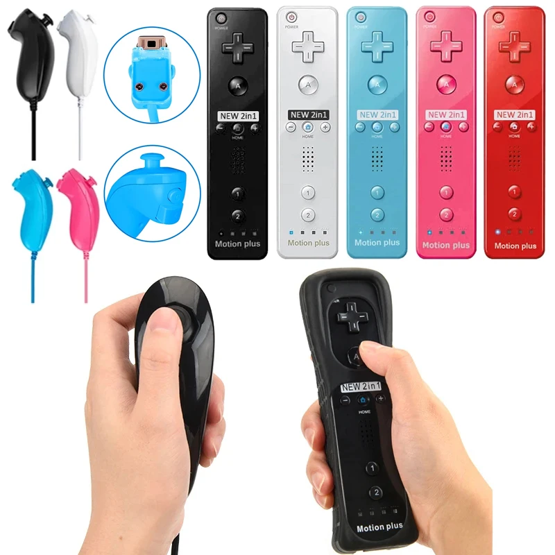 2 v 1 diaľkový ovládač s Wii Motion Plus pre Nintendo Wii Nunchuck Wireless Gamepad pre Nintend Wii Console Joystick Joypad