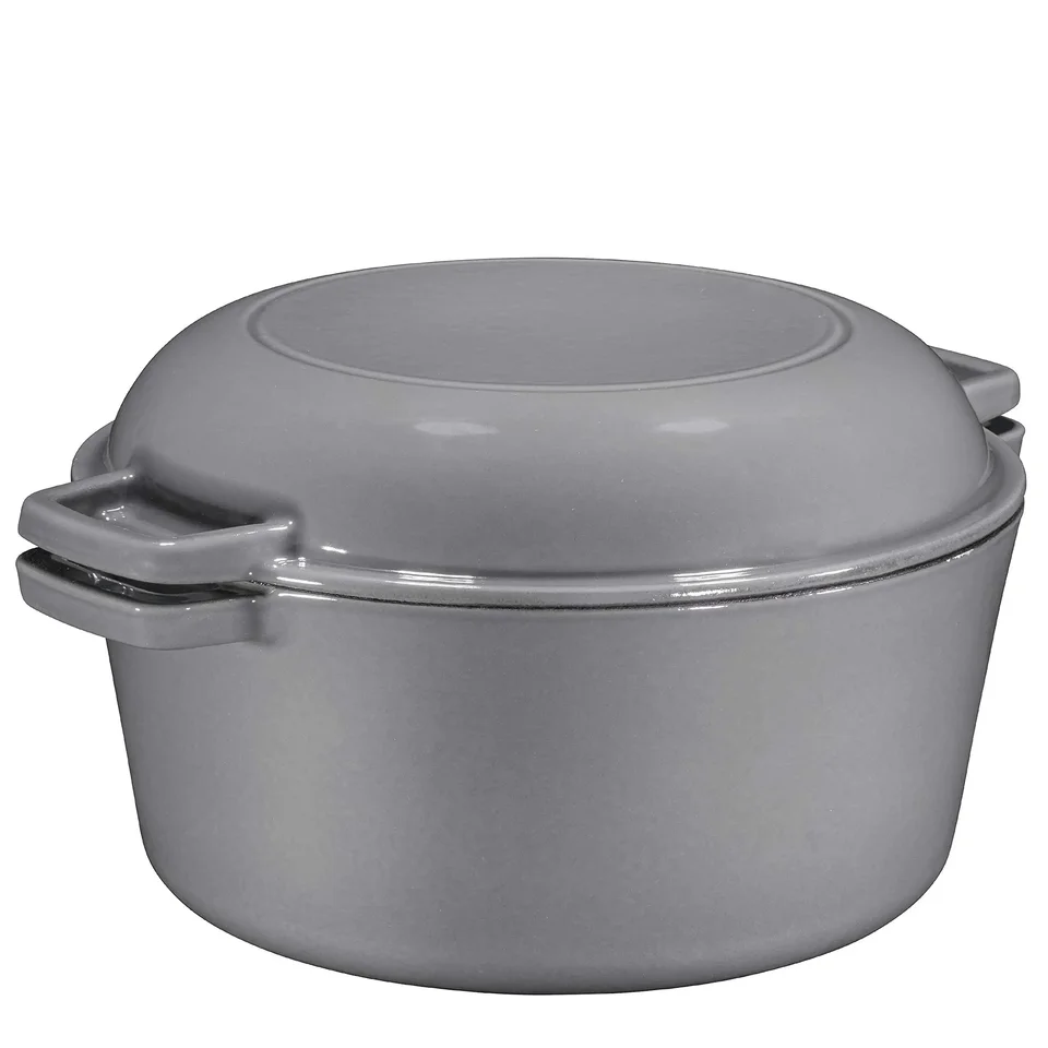 2-v-1 ENAMELITA liatinová holandská rúra a panvica-5 Quart ， Grey ， Holandské rúry ， liatinový riad