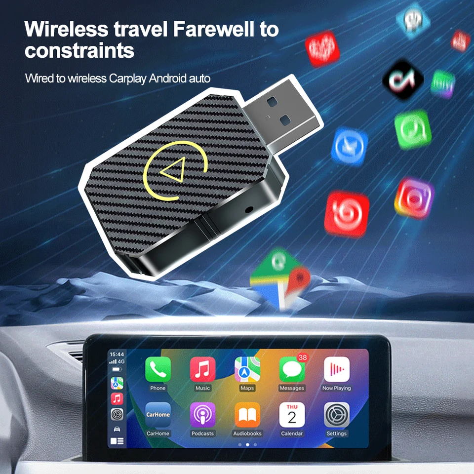 2 v 1 inteligentný bezdrôtový CarPlay Adapter Android Auto Fast Connect Wireless Adapter pre Volvo Benz Mg Kia Chery VW