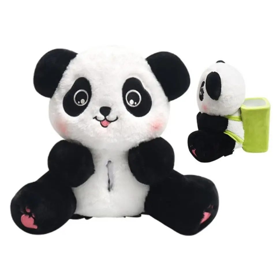 2 v 1 koši automobilu môže plyšový multifunkčný držiak tkaniva karikatúra panda bábika veľkú kapacitu automobilový úložný priestor na odpadky