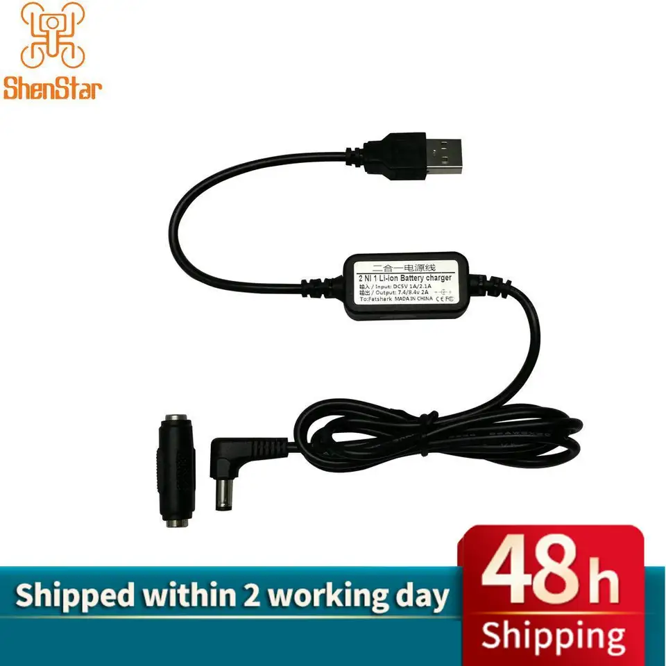 2 v 1 Li-Ion Lipo LiPo napájací nabíjací kábel AKKU nabíjačka DC 7.4V 2A pre Fatshark SkyZone FPV Goggles RC Modely Hračky