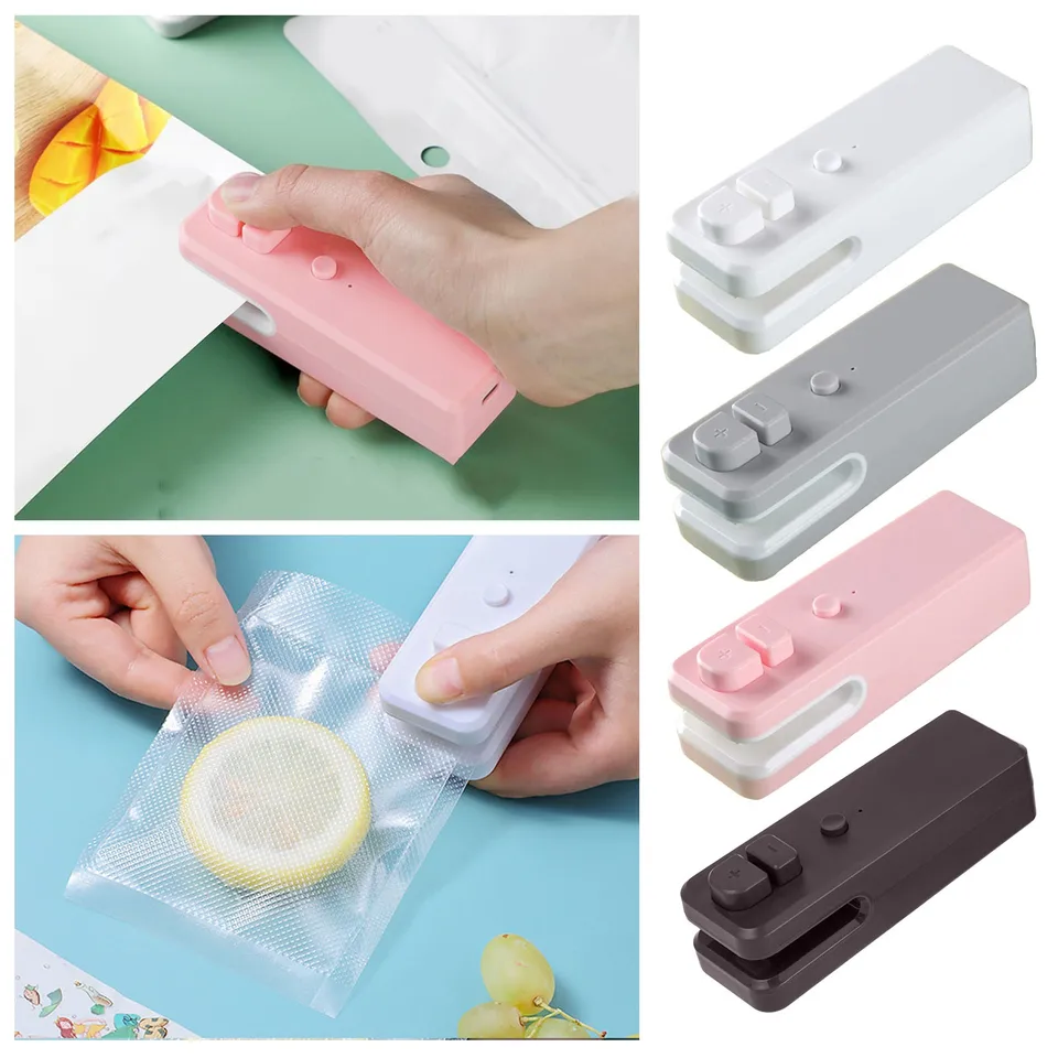 2 v 1 mini tepelný tmel Prenosný ručný tesniaci vákuum USB nabíjanie potravín Snack Plast skladovacieho vrecka TENEVER Balenie vrecka