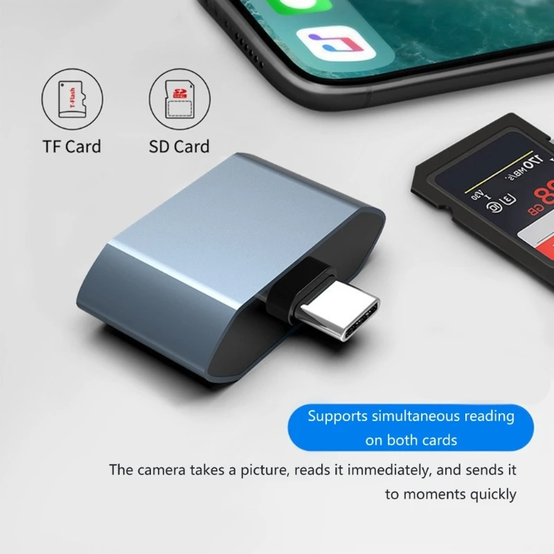 2 v 1 Multi Port Hub prevodník blesk na čítanie pamäťových kariet pre iPhone Android a laptop