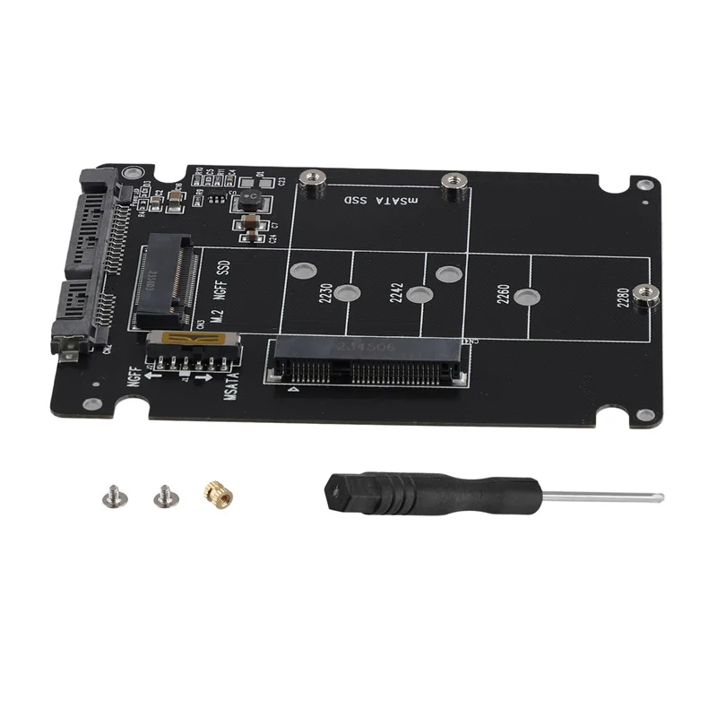 2 v 1 NGFF M.2 B+M KEY MINI PCI-E alebo MSATA SSD na adaptérovú kartu SATA III pre plné MSATA SSD/2230/2242/2260/22x80 m2