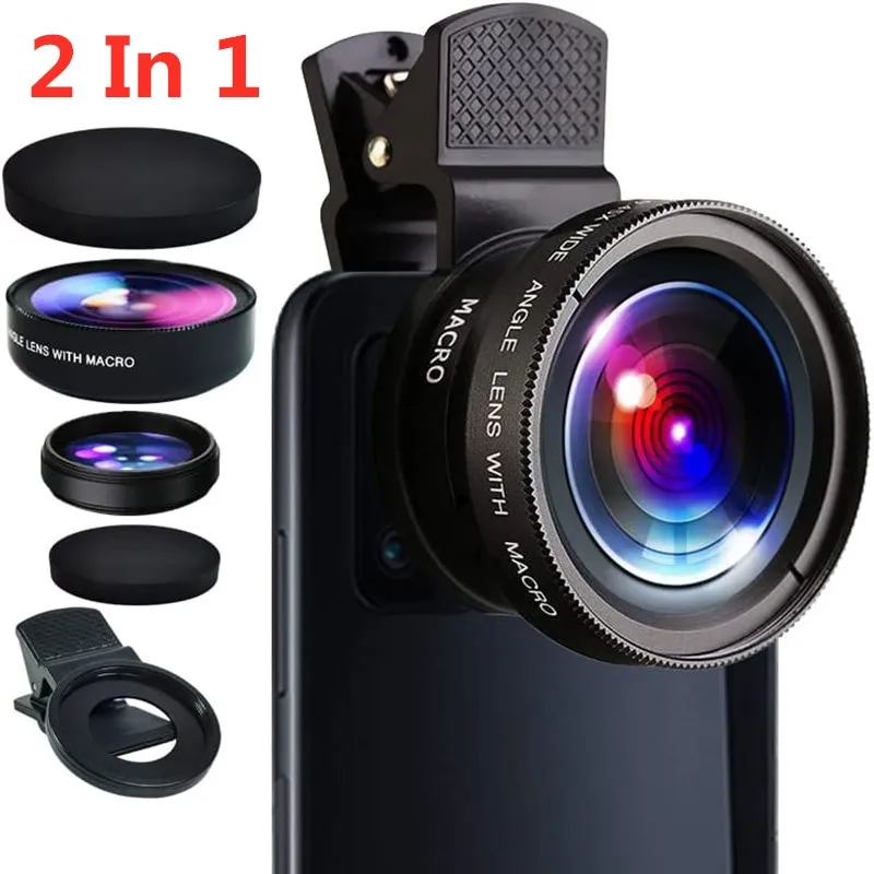 2 v 1 objektív mobilného telefónu 0,45x Super široký uhol 12,5x objektívov makro HD pre iPhone 14 13 12 12 12 12 12 12 Huawei Xiaomi Samsung Universal