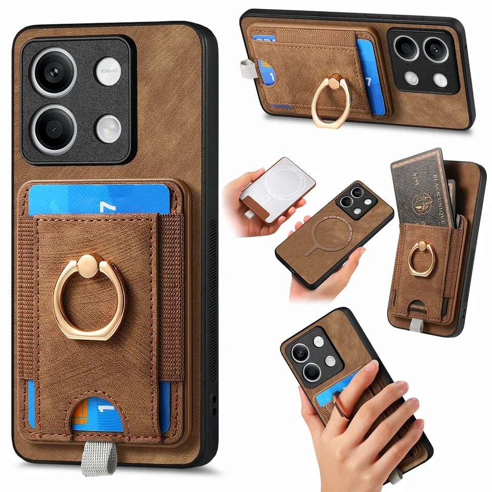 2 v 1 odnímateľných kartách Solt Wallet puzdro pre Xiaomi Redmi Poznámka 13 12 11 10 Pro Poco x4 x5 f5 x6 13T 13C 13C Držiak na držiak kruhu kruhu