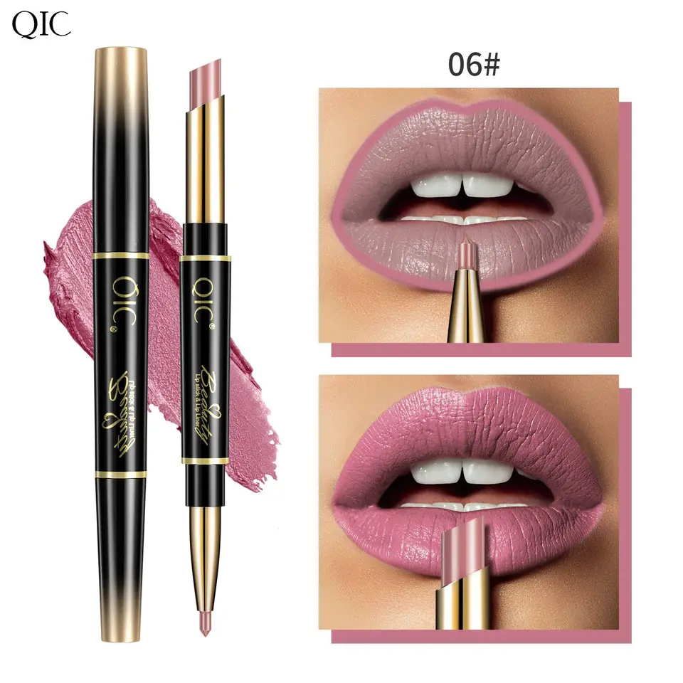 2 v 1 pery vložka nepremokavá matná zamatová nahá rúžová ceruzka Sexy červená dlhá ružová ružová fialová lipliner make -up kozmetika