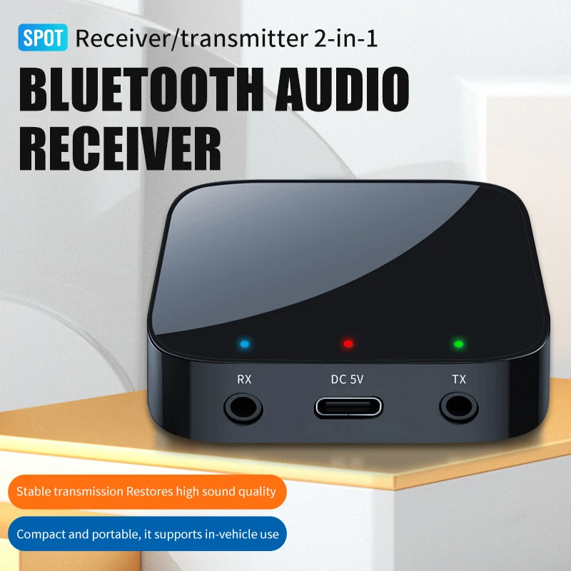 2 v 1 prijímači vysielača automobilu Bluetooth kompatibilné 5.3 Adaptér bezdrôtového hudby pre stolné počítače TV Slúchadlá auta