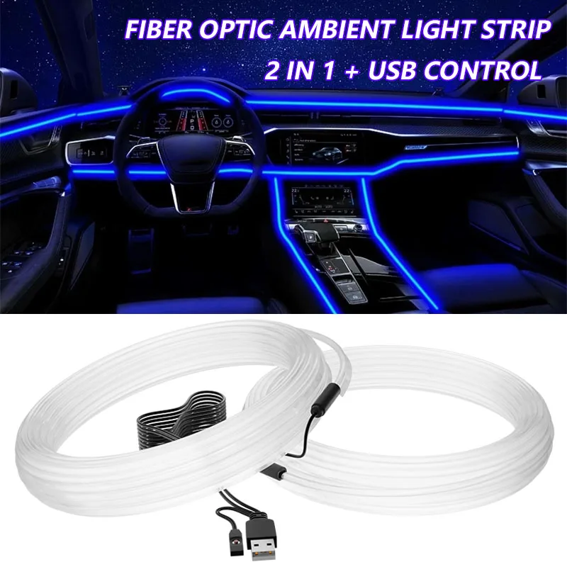 2 v 1 RGB vozidla interiérové ​​prostredie LED dióda LED SLEDNÁ SLEDNÁ LINKA VLASTNÍCTVO NEZÁVISLOSŤ NEON NEON AUTOMOSNÁ OPTICKÁ OPTICKÁ OPTICKÁ OPTICKÁ OPTICKÁ ATMOSTORA LAMP