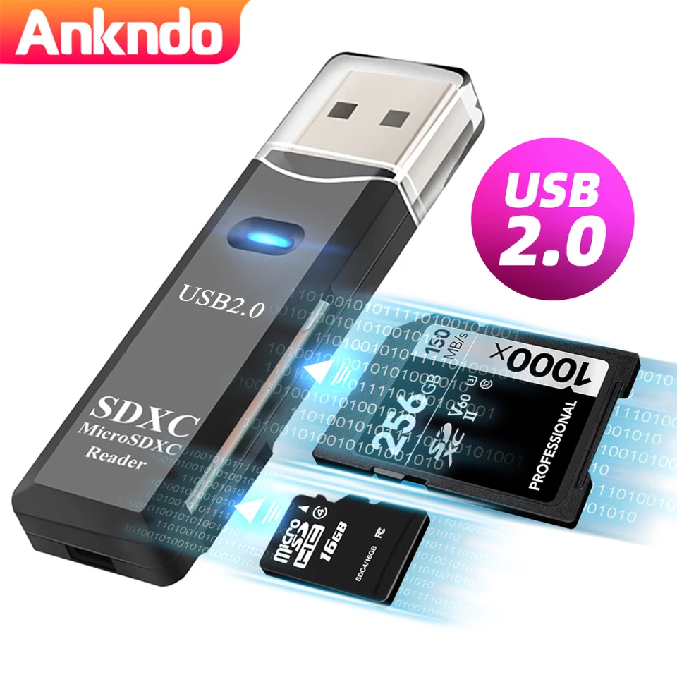 2 v 1 TF SD Card Card Reader USB 2.0 CardReader Micro SD karta do USB Adaper Smart Card Reader Flash Drive Appresory
