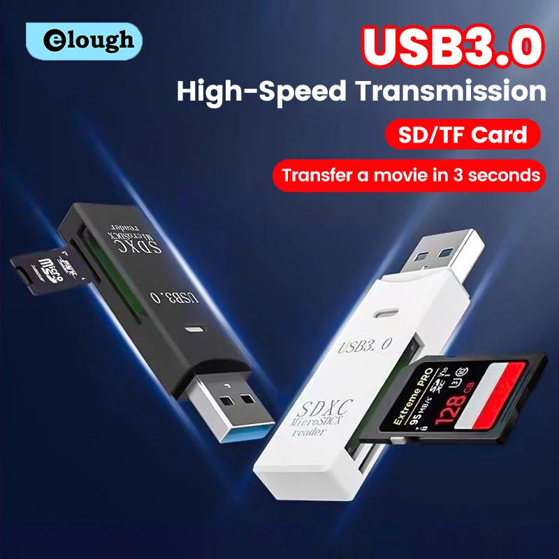 2-v-1 USB 3.0 čítačka kariet Vysokorýchlostné čítanie Micro SD TF Pamäťová karta USB Flash Drive Adaptér karty pre PC pre PC NAPLACT