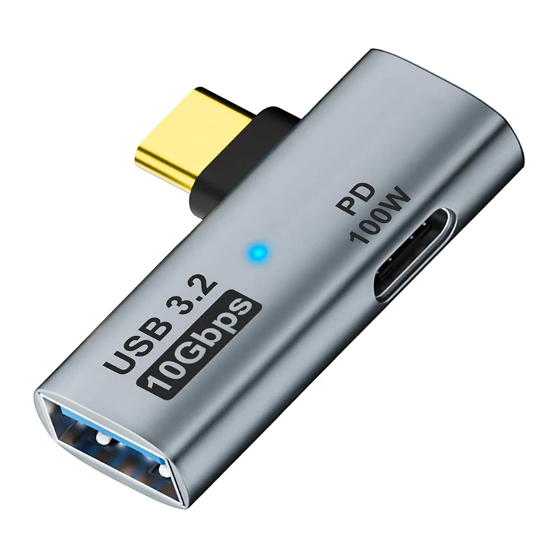 2-v-1 USB C až USB 3.2 Adaptér s nabíjacím portom 100 W, prevodník Thunderbolt 4/3 OTG pre Rog Ally, pre parnú palubu, sivú šedú farbu