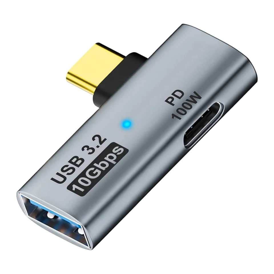 2-v-1 USB C až USB 3.2 Adaptér s nabíjacím portom 100 W, prevodník Thunderbolt 4/3 OTG pre Rog Ally, pre parnú palubu, sivú šedú farbu