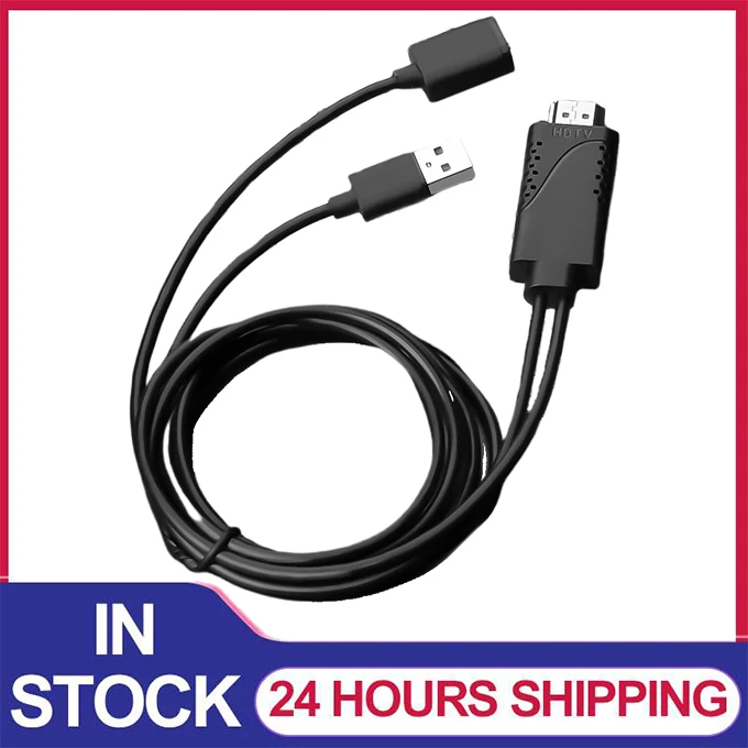 2 v 1 USB Žena až HDMI-kompatibilný mužský adaptér HDTV Adapter Kábel USB Muž do HDTV Muž 1080p HDTV zrkadlový kábel pre iPhone 15