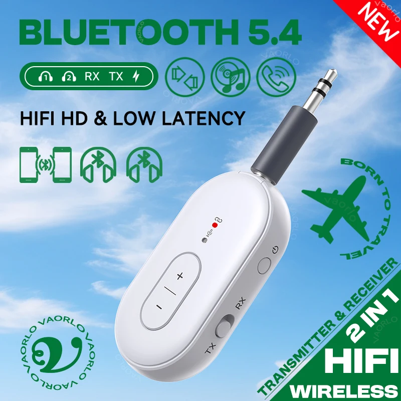 2 v 1 viacbody Bluetooth 5.4 Audio vysielač 3,5 mm Aux HIFI HD Nízka latencia bezdrôtového adaptéra s mikrofónom