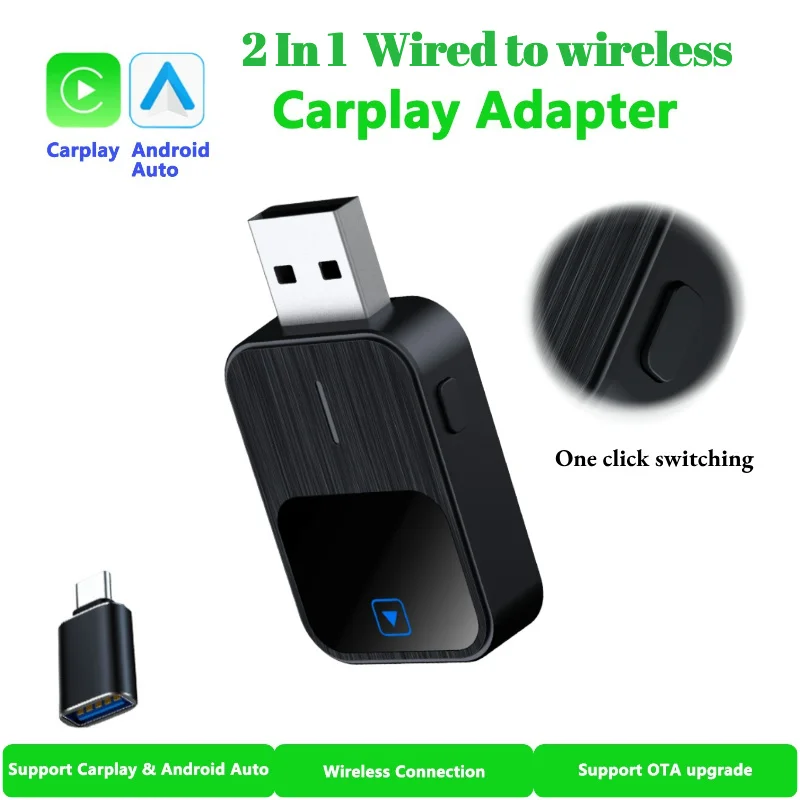 2 v 1 Wireless CarPlay & Android Auto Mini Box Smart USB Plug and Play For Havel Kia Volvo Audi Mg Vw Hyundai Jeep