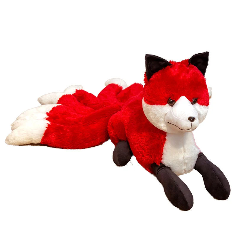 2 veľkostné živé deväť chvostov Fox plyšové hračky biele červené líšky plnené zvieracie kitsune bábiky Kreatívne darčeky pre dievčatá chlapec