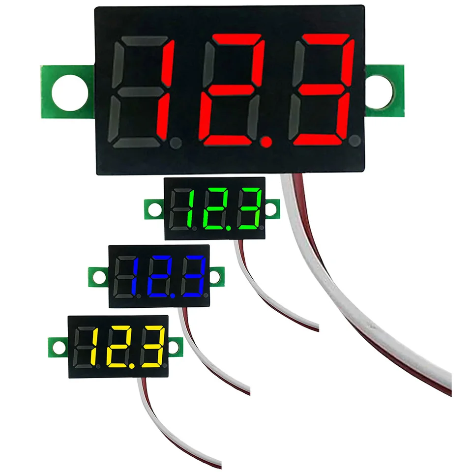 2 vodiče DC DC Displej LED displej LED diódy 0,28 palca DC Volt meter DC 2.5V-40V Digitálne napätie Tester Presné meranie tlaku