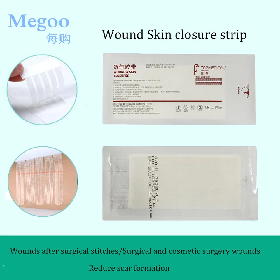 2 vrecká Sterilná páska na uzatváranie kože na chirurgickú ranu a kozmetickú chirurgiu Medical Chirurgical Tape Strip Sturi-Strip