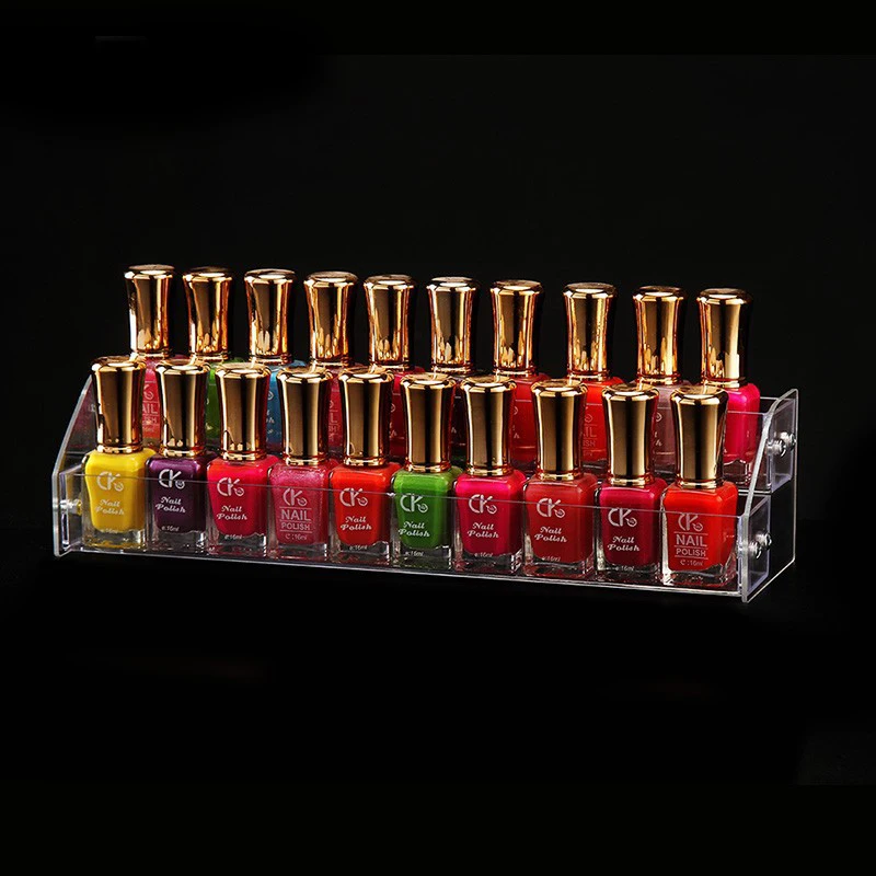 2 vrstvy číry lak na nechty Displej rebríka Desktop Lipstick Cosmetics akrylové organizátor make -up šperky stojan pre manikúru pre manikúru
