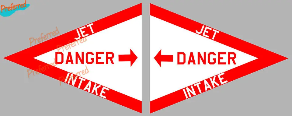 2 x Danger Pryská vzduchový príjem Avion F16 TOMCAT 12CMX10CM AUTOCOLLANT STACKER