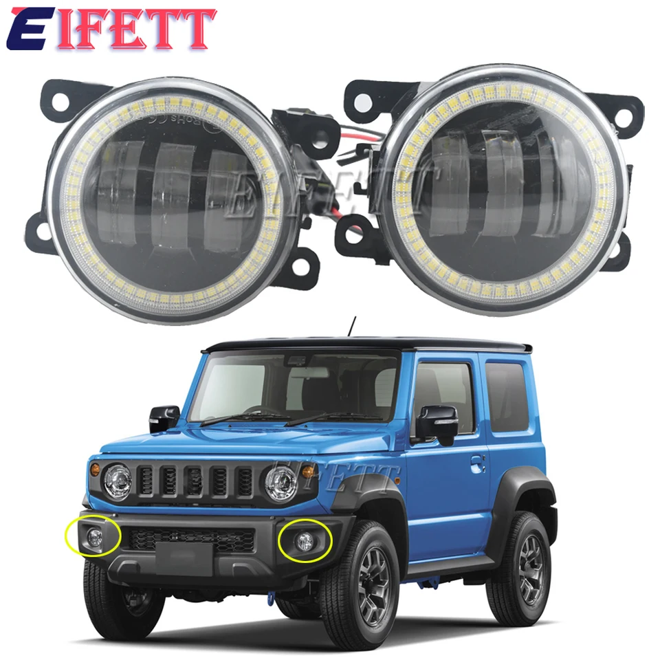 2 x LED šošovka Angel Eye Fog Light Montážna auto vpravo + ľavá hmlová lampa pre Suzuki Jimny JB64 JB74 2018 2019 2020 2021 2022 2023