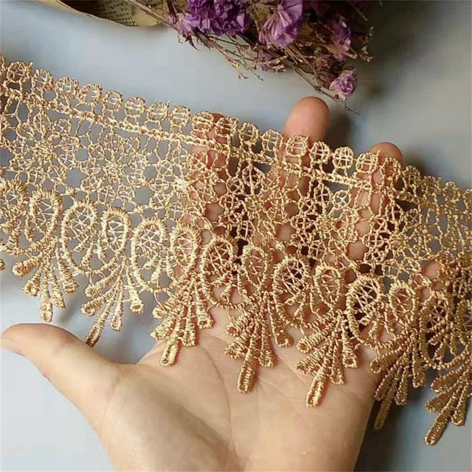 2 yardy 10 cm čipkované pásové oblúky kostýmy Trimmings Cream Brown Dress Aplikácia Polyester DIY remeslá šitie látka šedá zlato