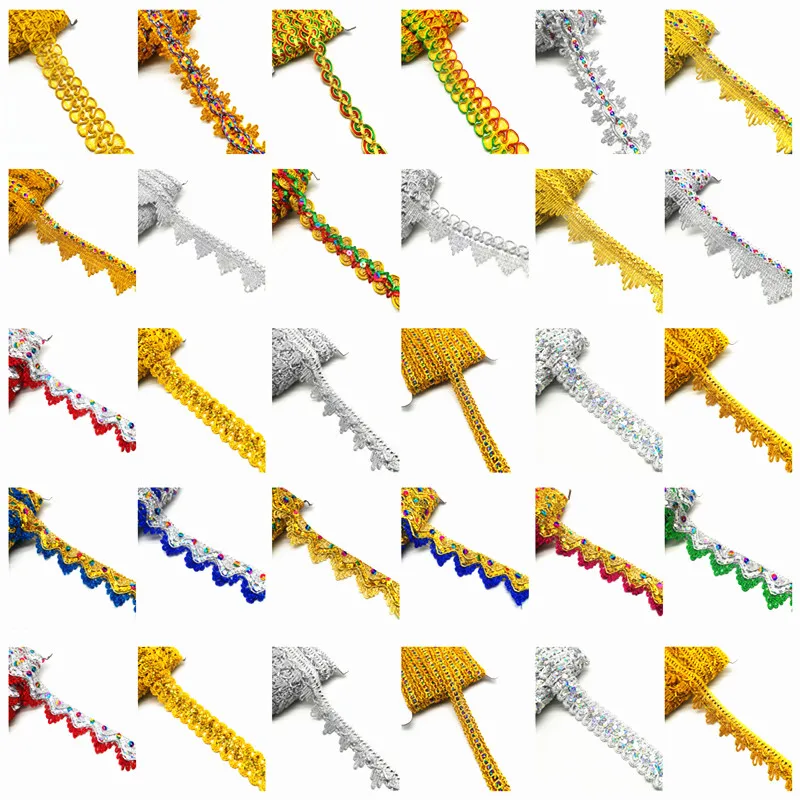 2 yardy zlaté striebro čipkované strihy pre pódium pre pódium Party Cosplay Wedding Clothes DIY Šitové odevné príslušenstvo #ro